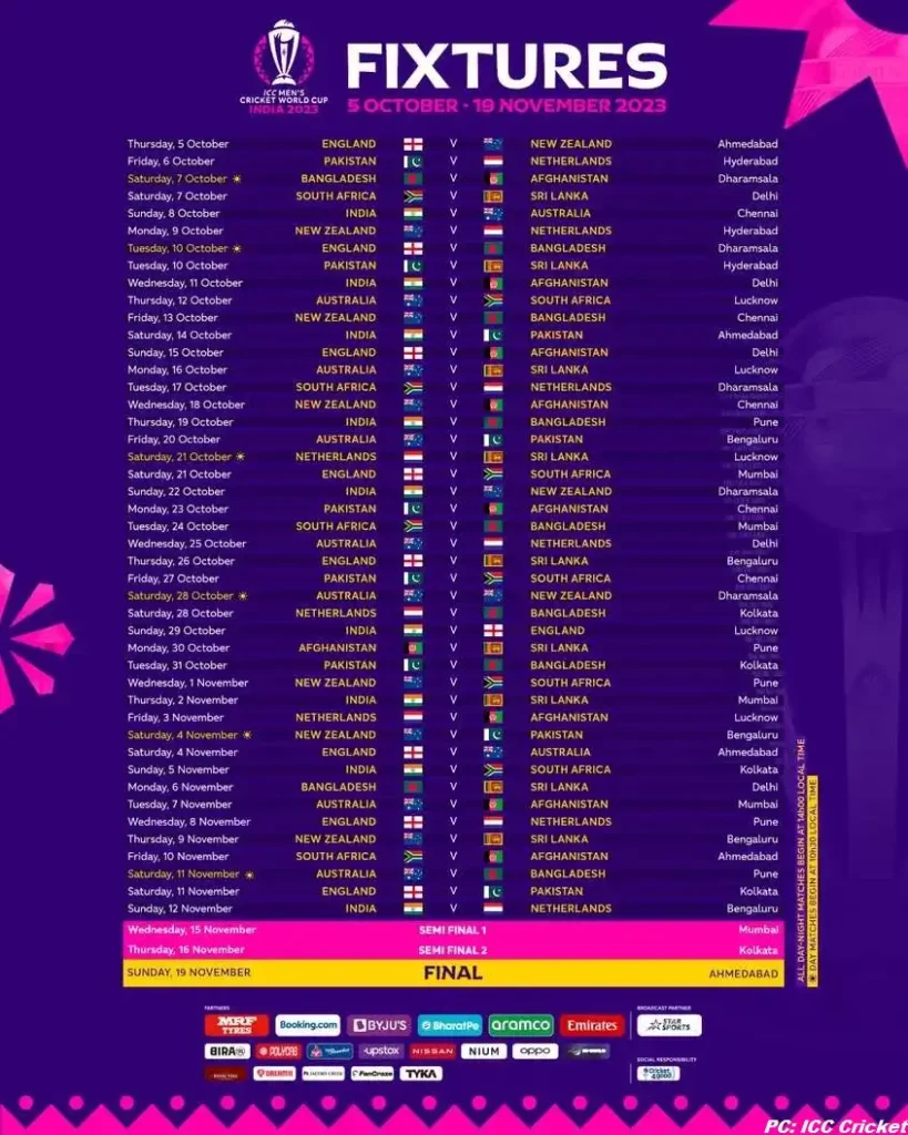 World Cup new schedule India-Pakistan