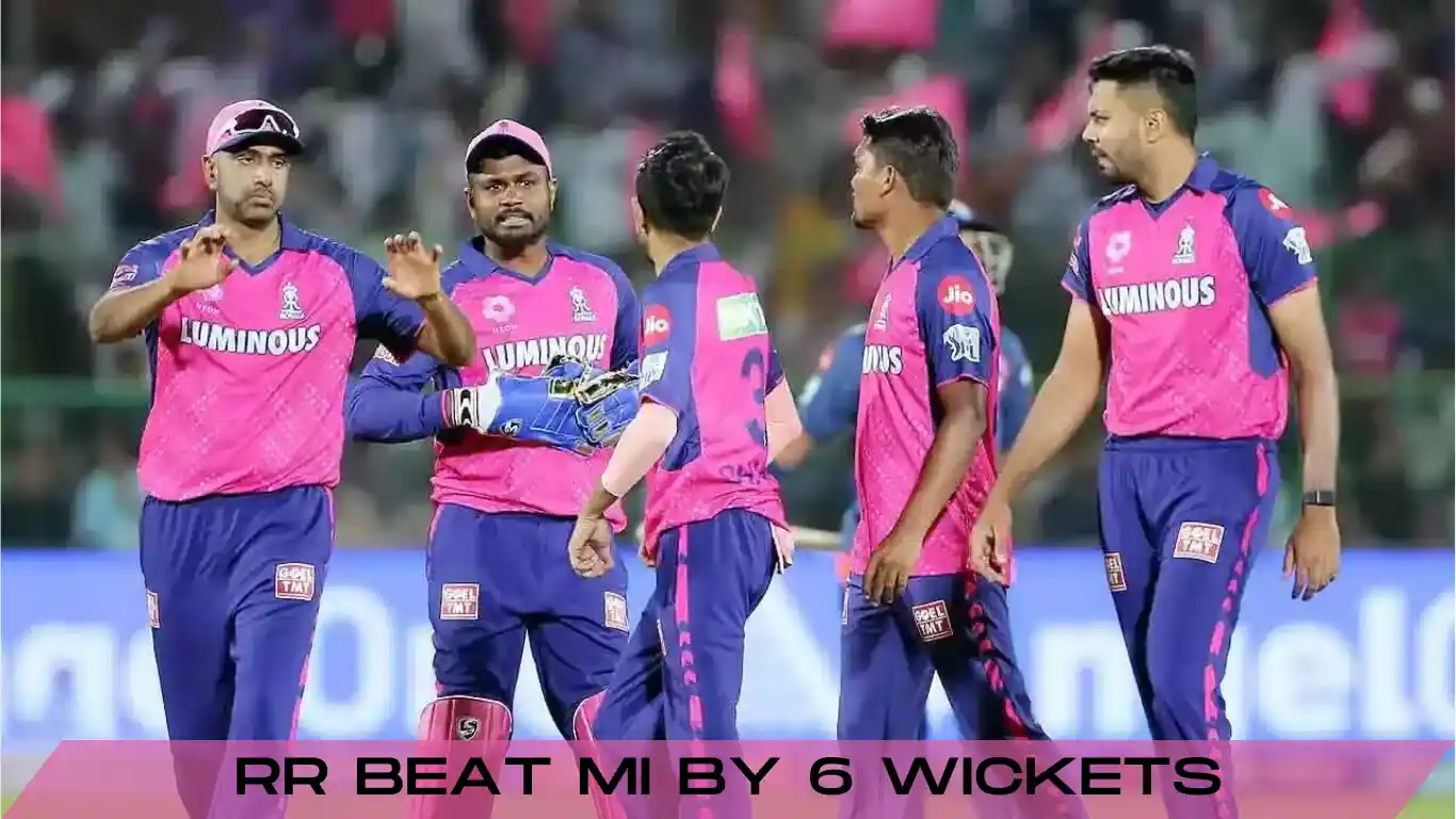 rr beat mi by 6 wickets