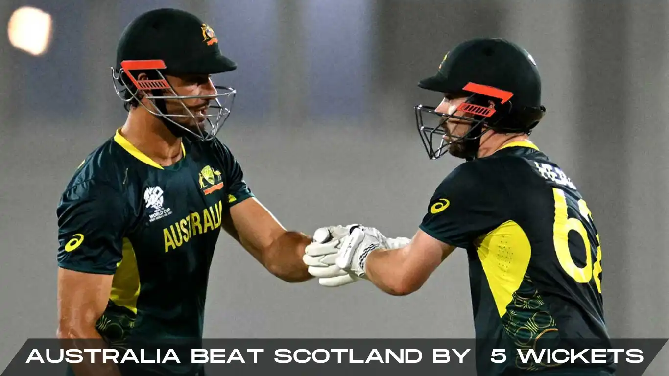 australia beat scotland by 5 wickets