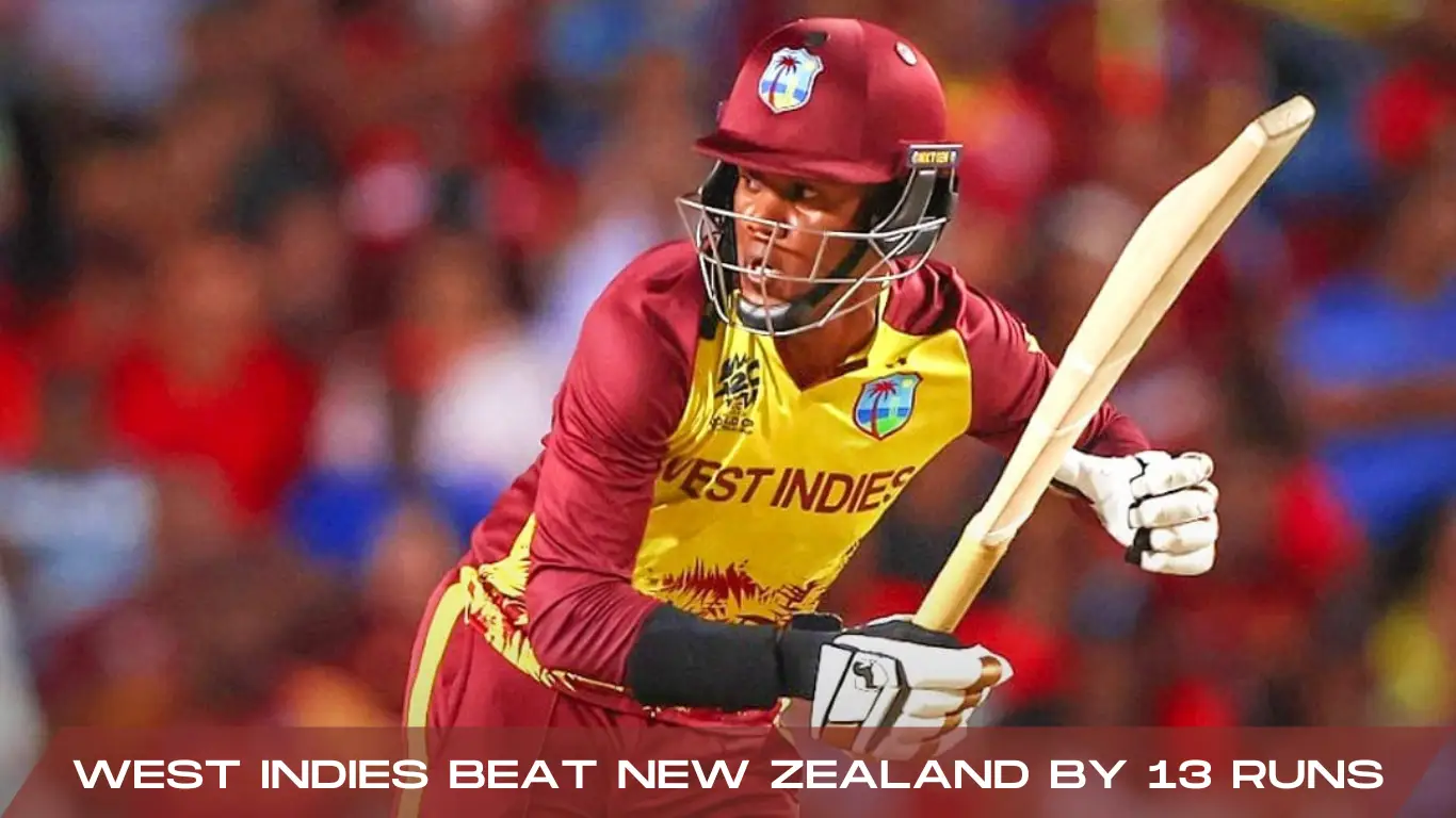 west indies beat new zealand by 13 runs