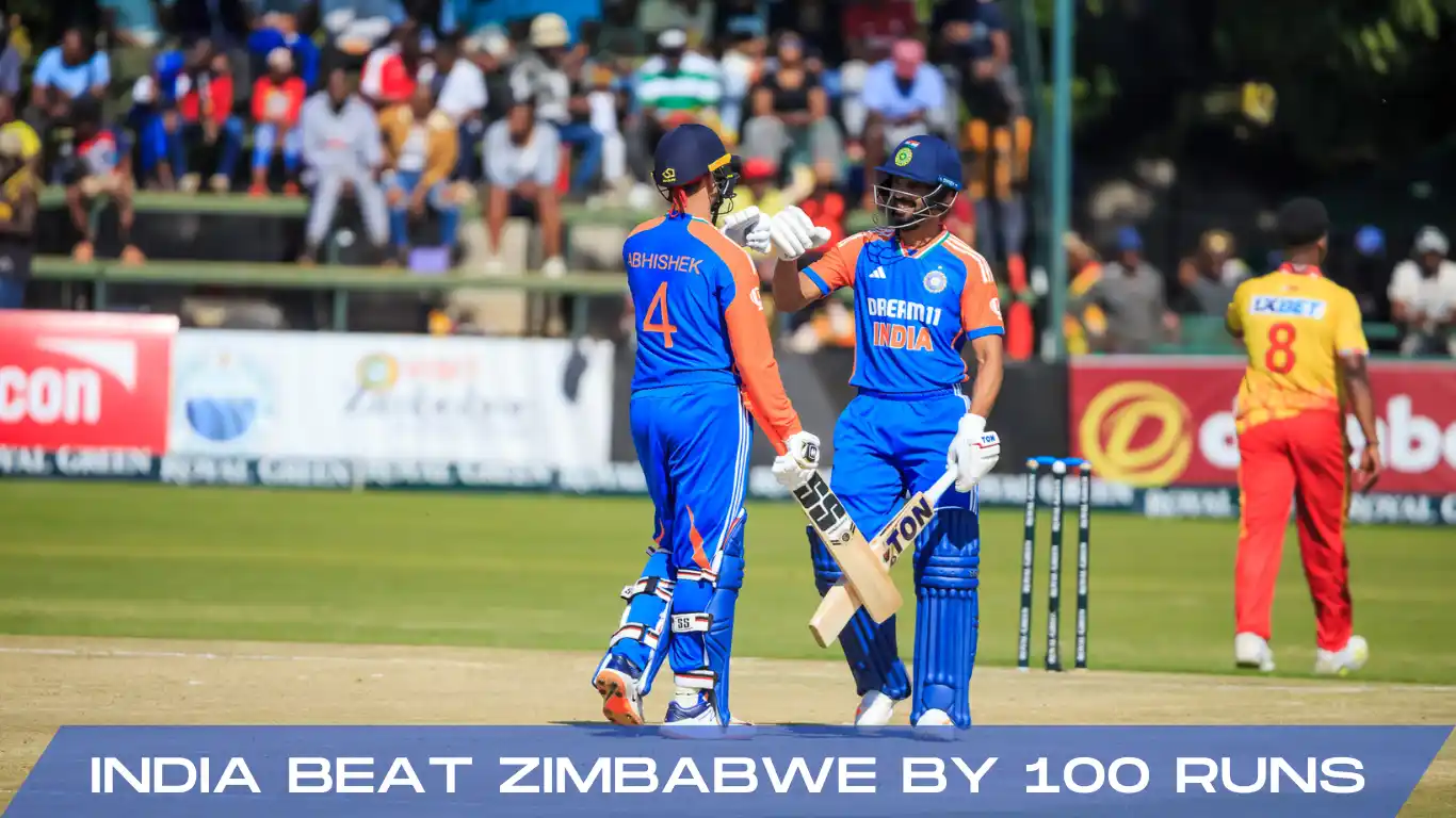 india beat zimbabwe by 100 runs